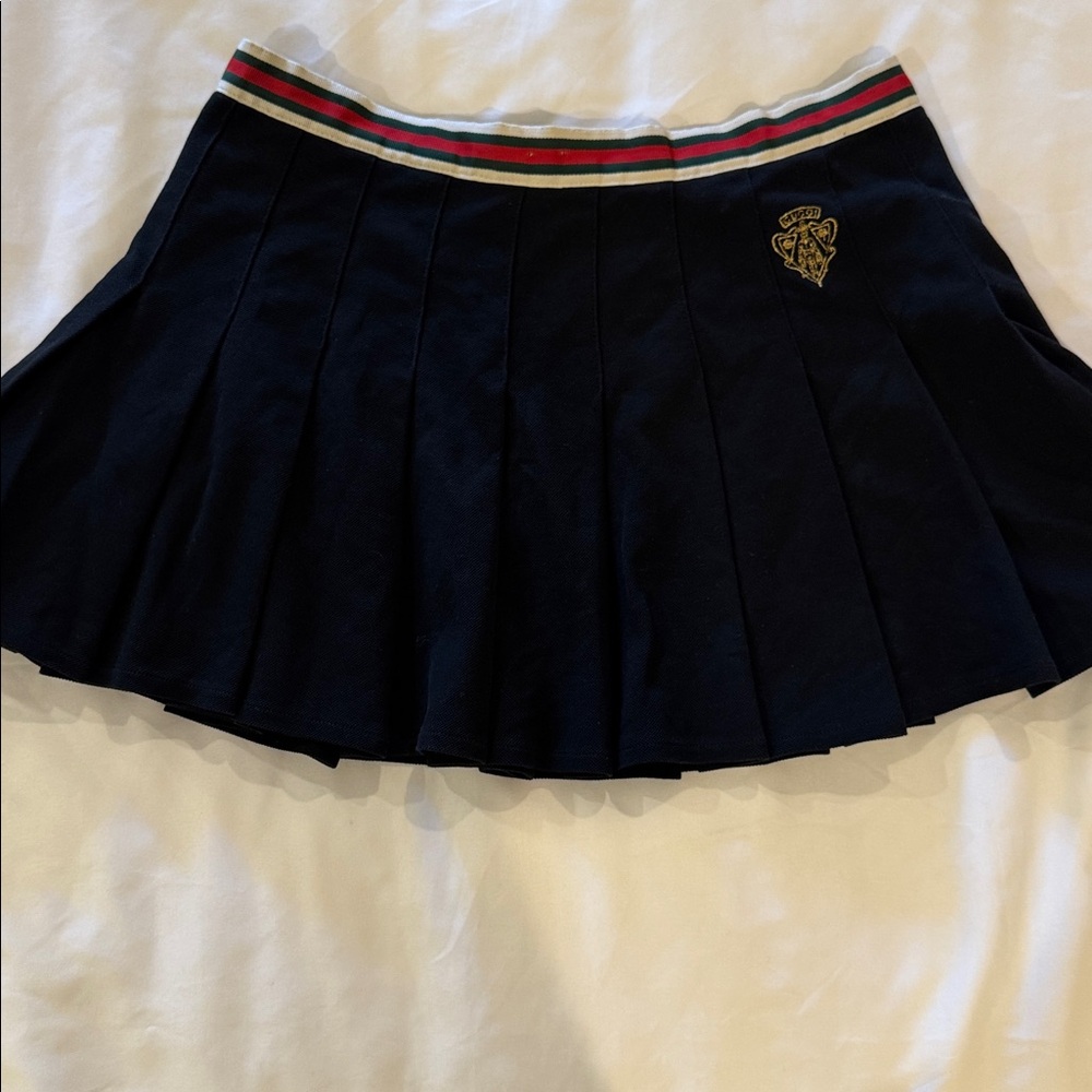 Gucci Pleated Mini Skirt with Striped Trim - Picture 2 of 9